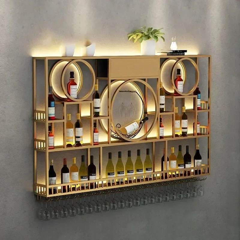 

Wall Mount Display Wine Racks Kitchen Modern Luxury Gold Wine Rack Display Large Liquor Store Stojak Na Wino Bar Furniture