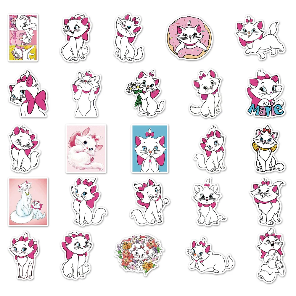 10/30/50PCS The Aristocats Cartoon Disney Marie Cat Sticker DIY Phone Laptop Luggage Skateboard Graffiti Decals Fun for Kid Toy