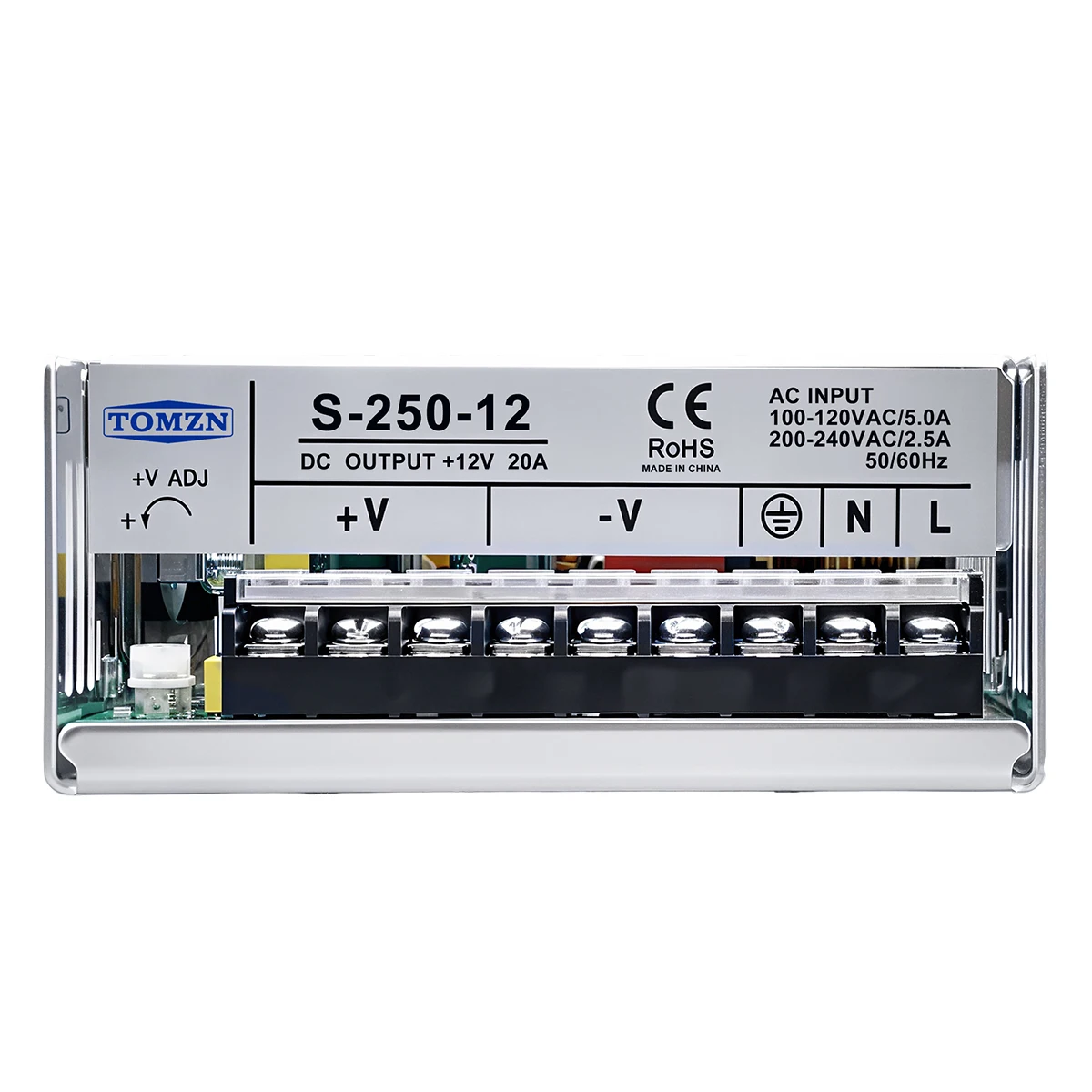 TOMZN S-250W Switching Power Supply 12V 24V AC-DC 110V/220V Universal Input Industrial Enclosed Transformer for PLC & LED Drive