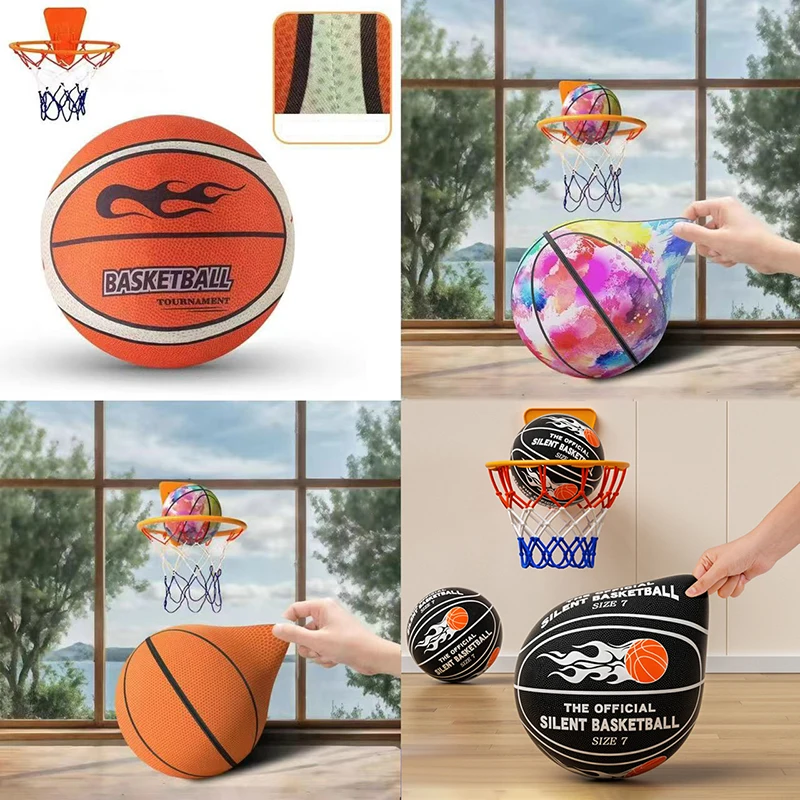 Outdoor 1PC Kids Bouncing Mute Silent Basketball With Cloth Cover Indoor Silent Foam Basketball Bounce Soft Squeezable Ball