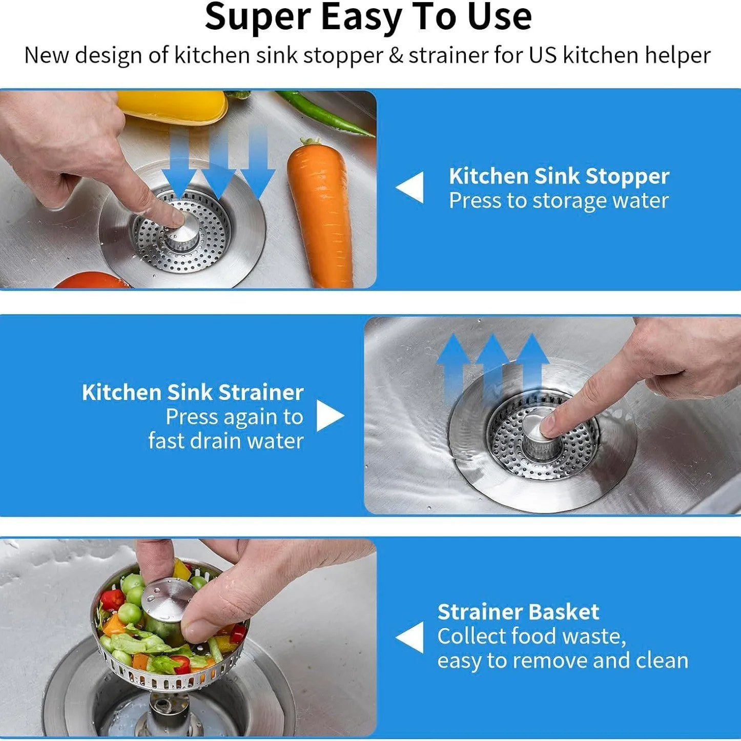 Kitchen sink strainer pop-up core sink drain filter sink press deodorizing filter leak stopper image 4