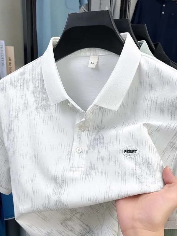 Summer New Fashion Men's  Shirt Casual Ice Silk Short Sleeve Top Youth Popular Loose Fit Breathable Comfortable Outerwear