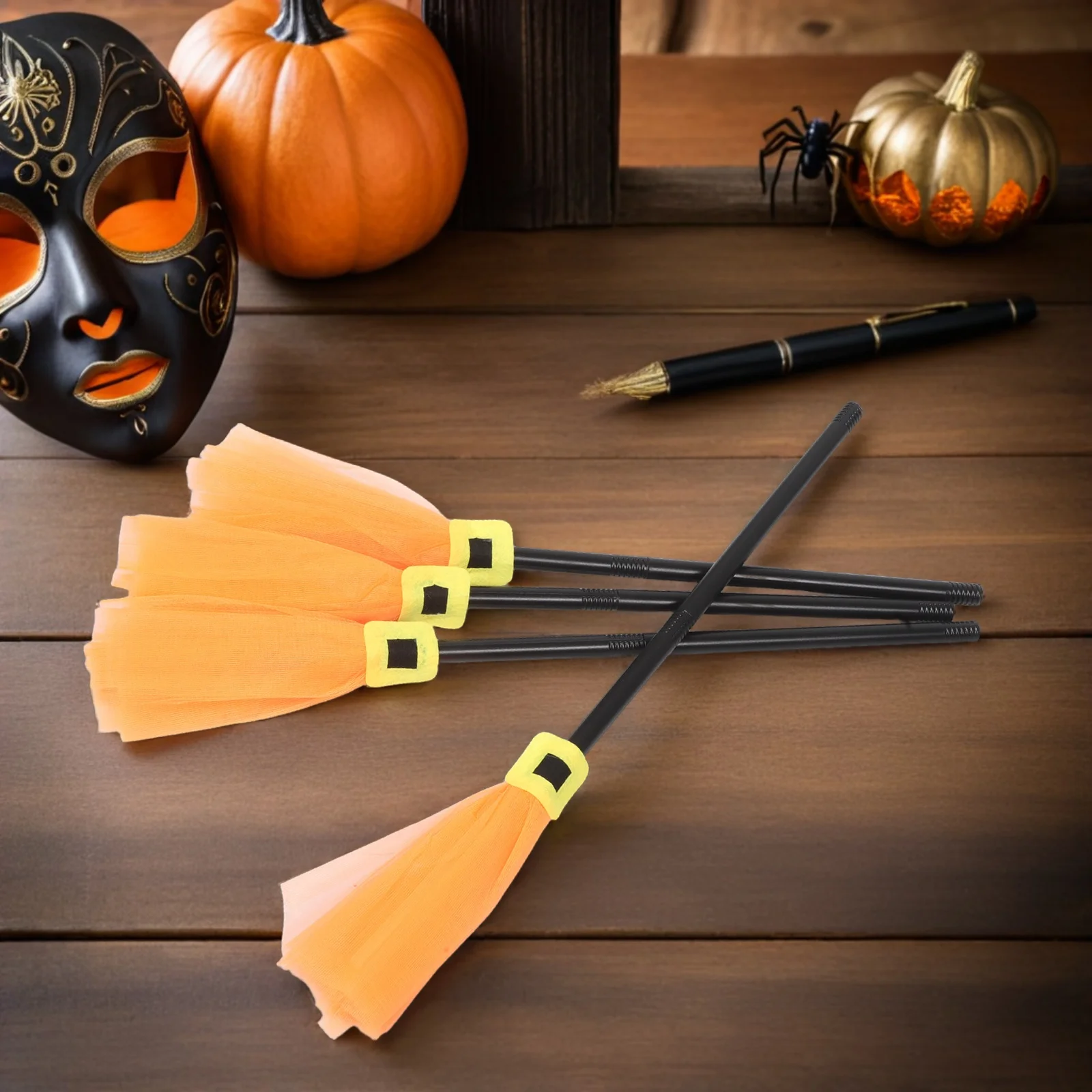 

4 Pcs Halloween Decoration Broom Costume s Decorate Plastic Broomstick s Prop Decorative Cute