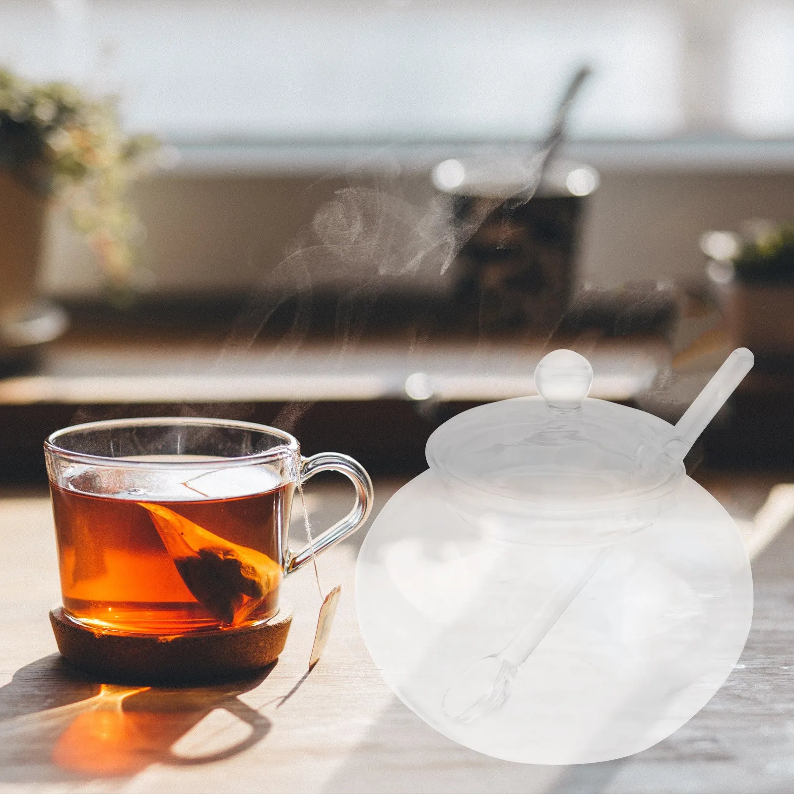 

2 набора стеклянных банок для меда с ложкой, прозрачные, прочные контейнеры для пищевых продуктов: сиропов, приправ, сухофруктов, круп, кухонные принадлежности