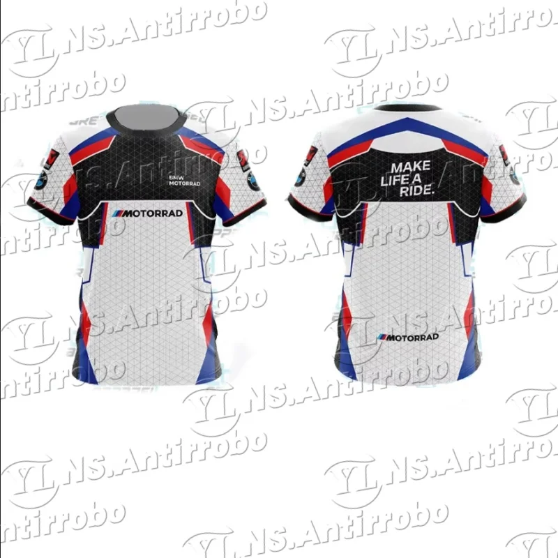 

WorldSBK For BMW Motorrad Racing Team Rally Motorsport Motorcycle T-Shirt Summer Mens Quick Dry Breathable Jerseys Black White