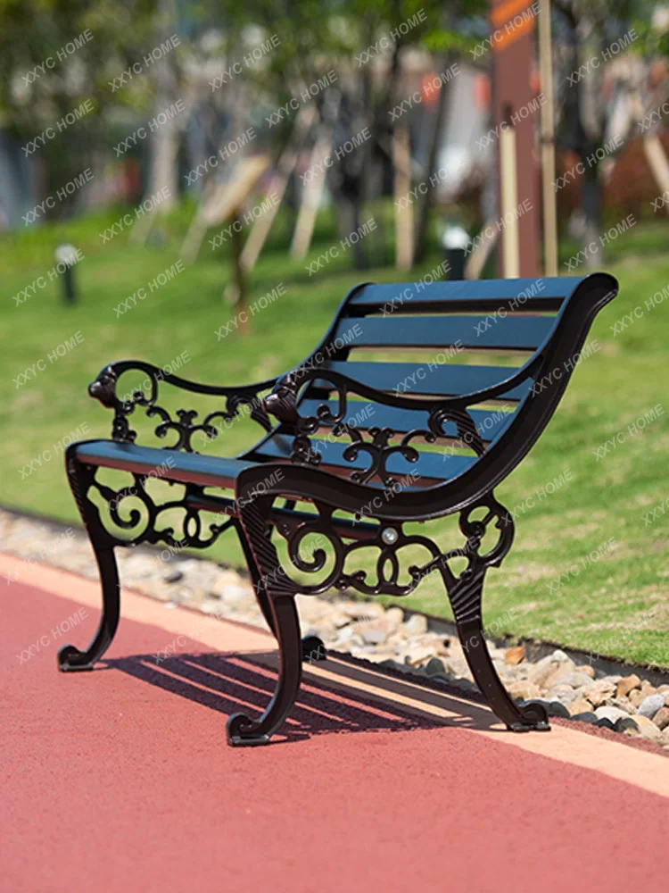 Community Park Chair Outdoor outside Open-Sky Long Stool Cast Aluminum Seat Corrosion-Resistant Iron Armchair