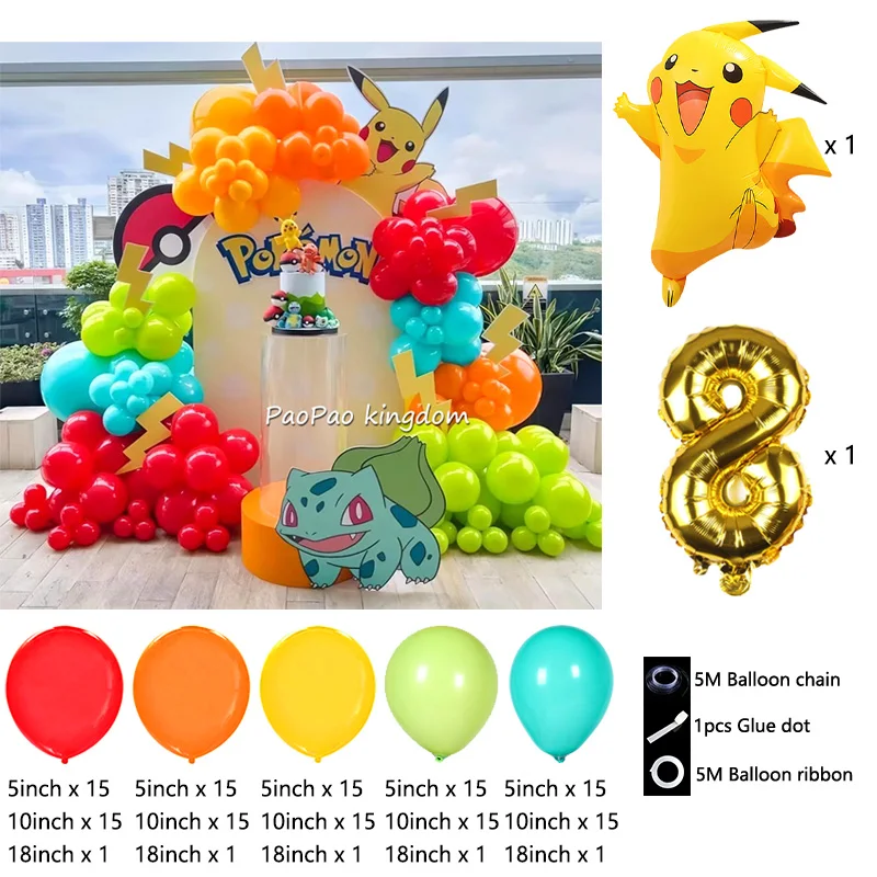 Liebliches Pikachu-Themen-Ballon-Dekorationsset Cartoon-Folienballons Blitzballon-Set Kindergeburtstags-Party-Deko-Zubehör – Detail 8
