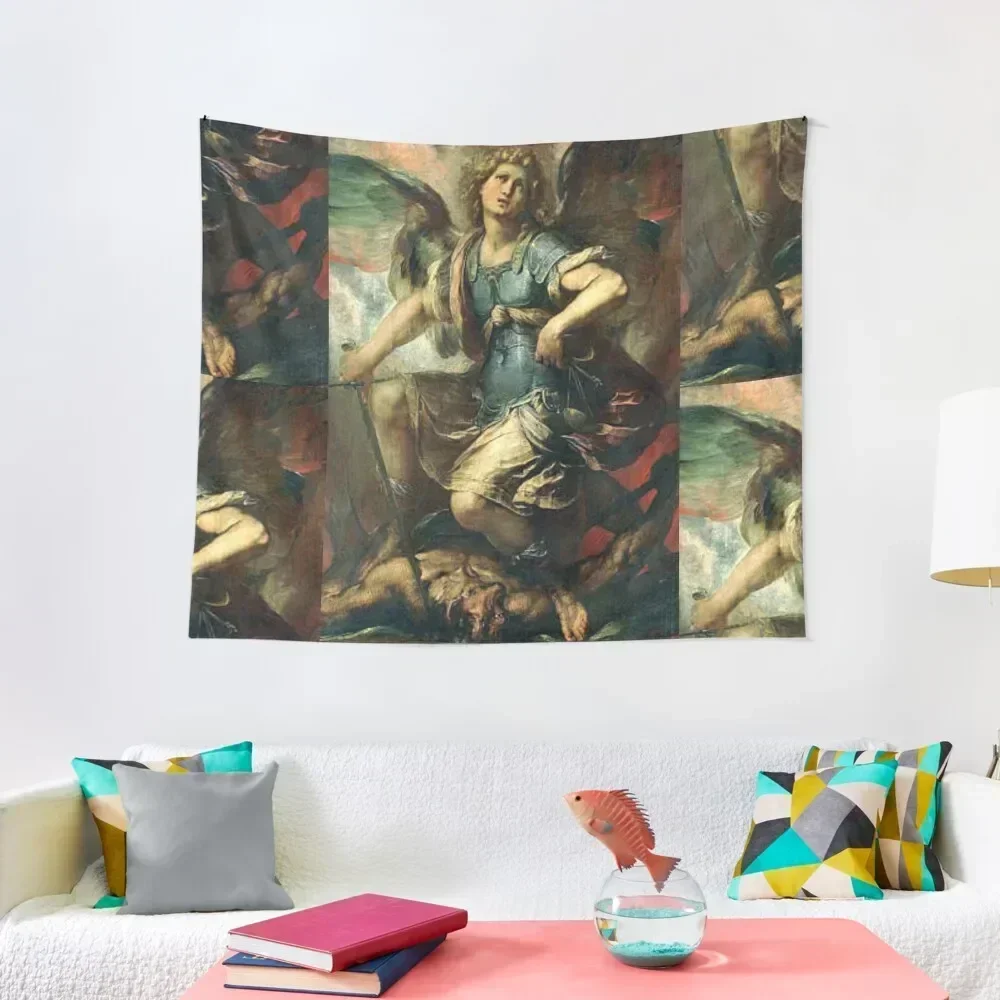 Michael The Archangel Defeats Satan Revelation 12-7-9 Tapestry Room Aesthetic Decor Room Design Tapestry