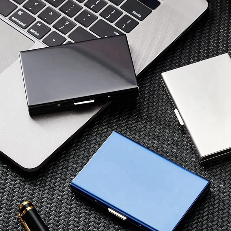 3 แพ็คโลหะผู้ถือบัตรเครดิต 6 ช่องใส่การ์ดสแตนเลส Rfid Blocking บัตรเครดิตกรณี Protector สําหรับผู้ชายผู้หญิง