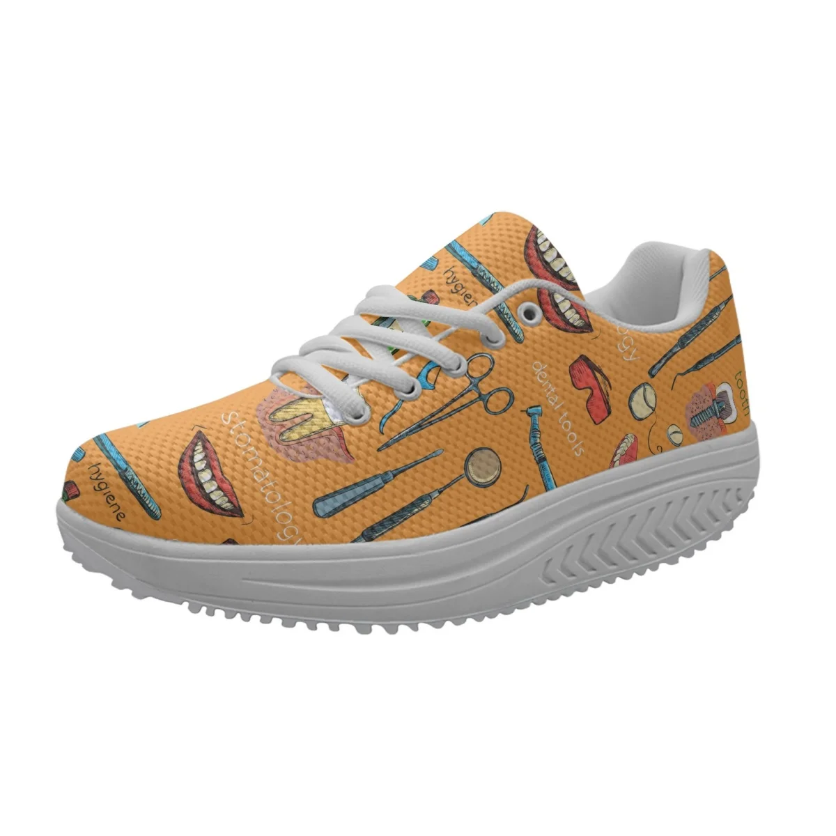 Brand Design Protect Teeth Dentisit Pattern Women's Spring Autumn Platform Shoes Soft Non-Slip Casual Shoe Zapatillas de Mujer