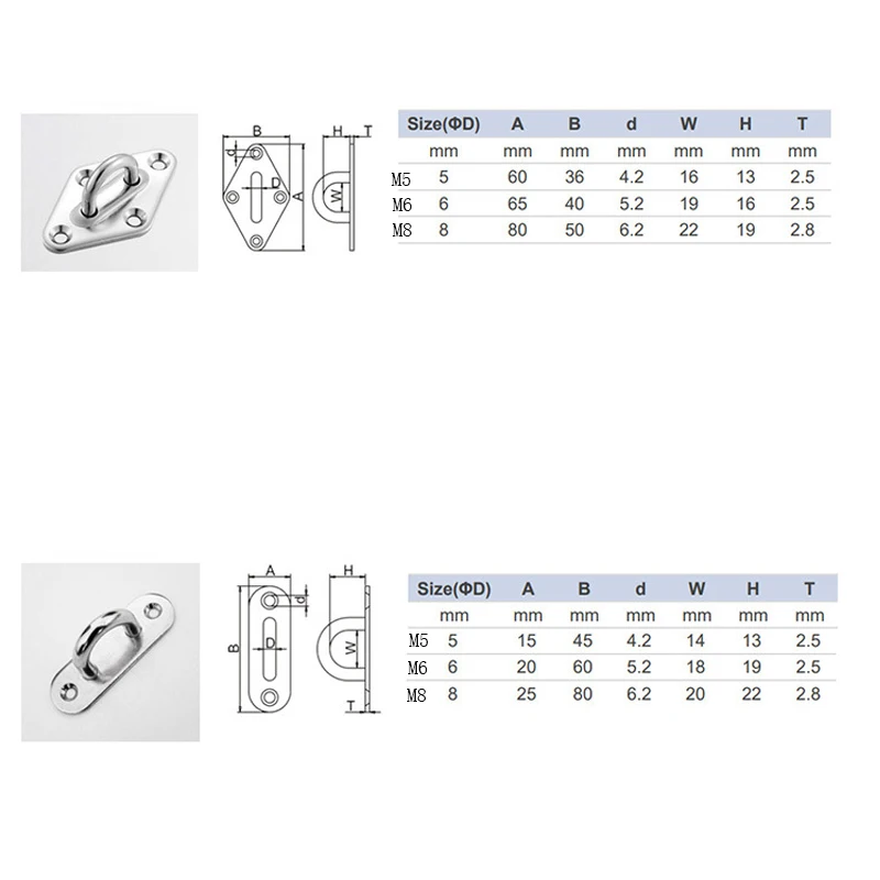1pc M5 M6 M8 serrature cerniere per porte fibbia ombra per barche accessori per vela piastra per occhi 304 acciaio inossidabile