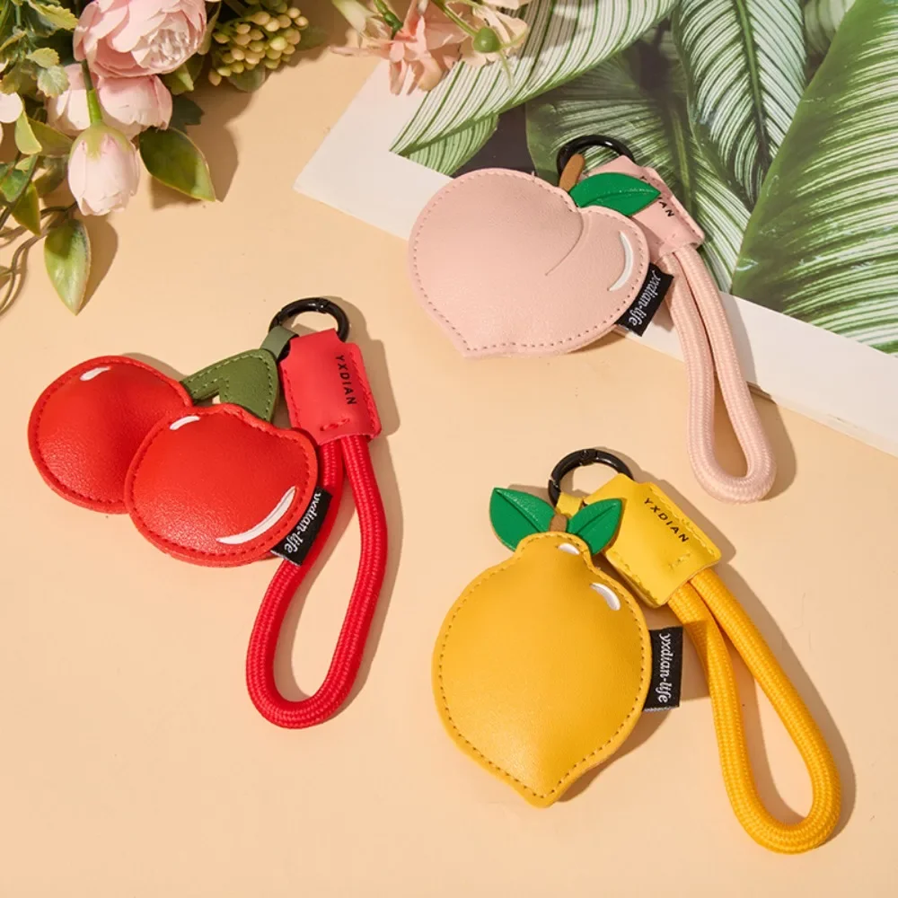 الإبداعية بولي Leather الجلود الفاكهة كيرينغ الحلو الكرز الليمون الخوخ سلاسل المفاتيح حقيبة يد حلية الهدايا تذكارية حامل مفتاح السيارة مجوهرات #2