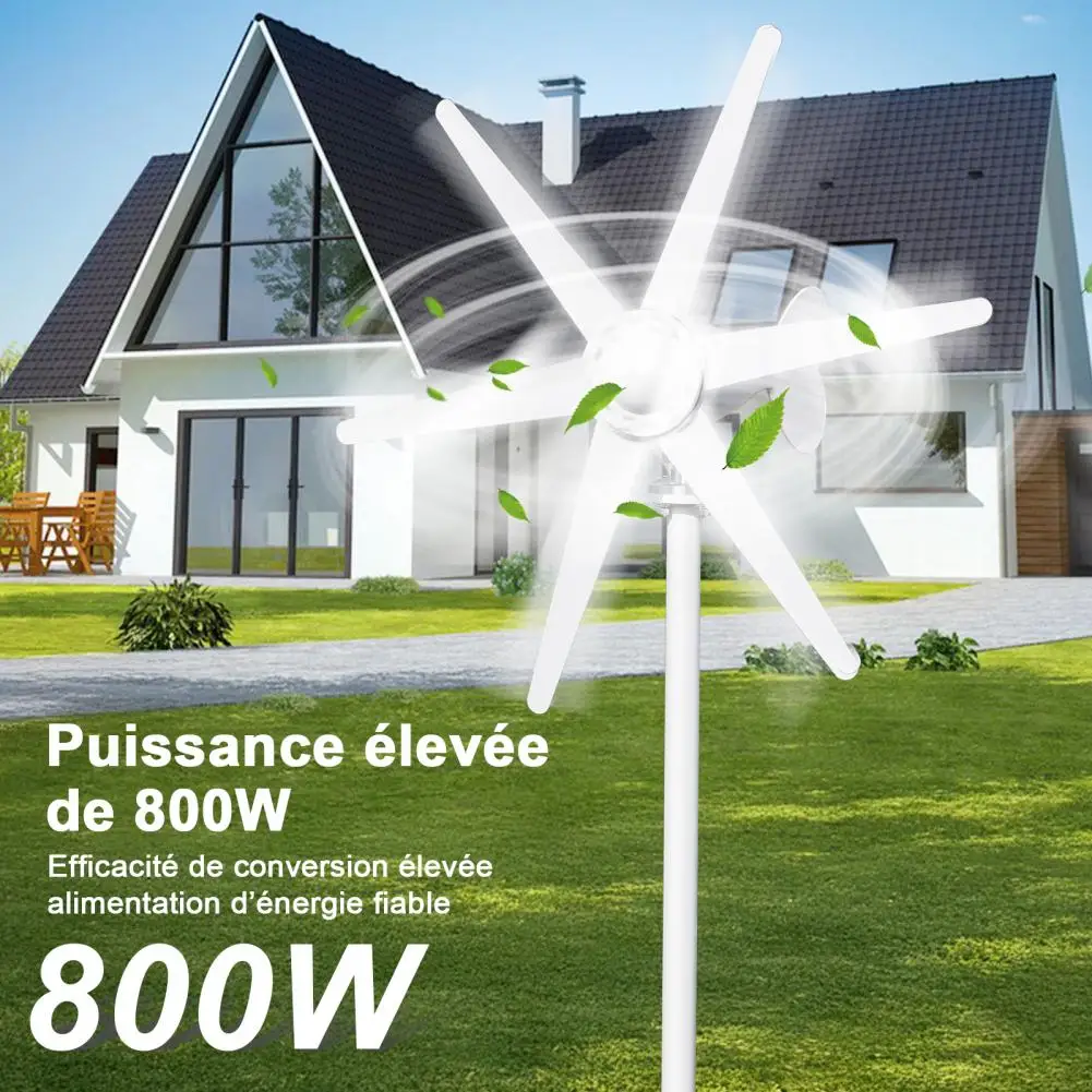 Wind Turbines, Low Operating Vibration 800W 12V/24V Wind Turbines Generator, Built-in Controller 6-Blade Fan Wind Generator Kit