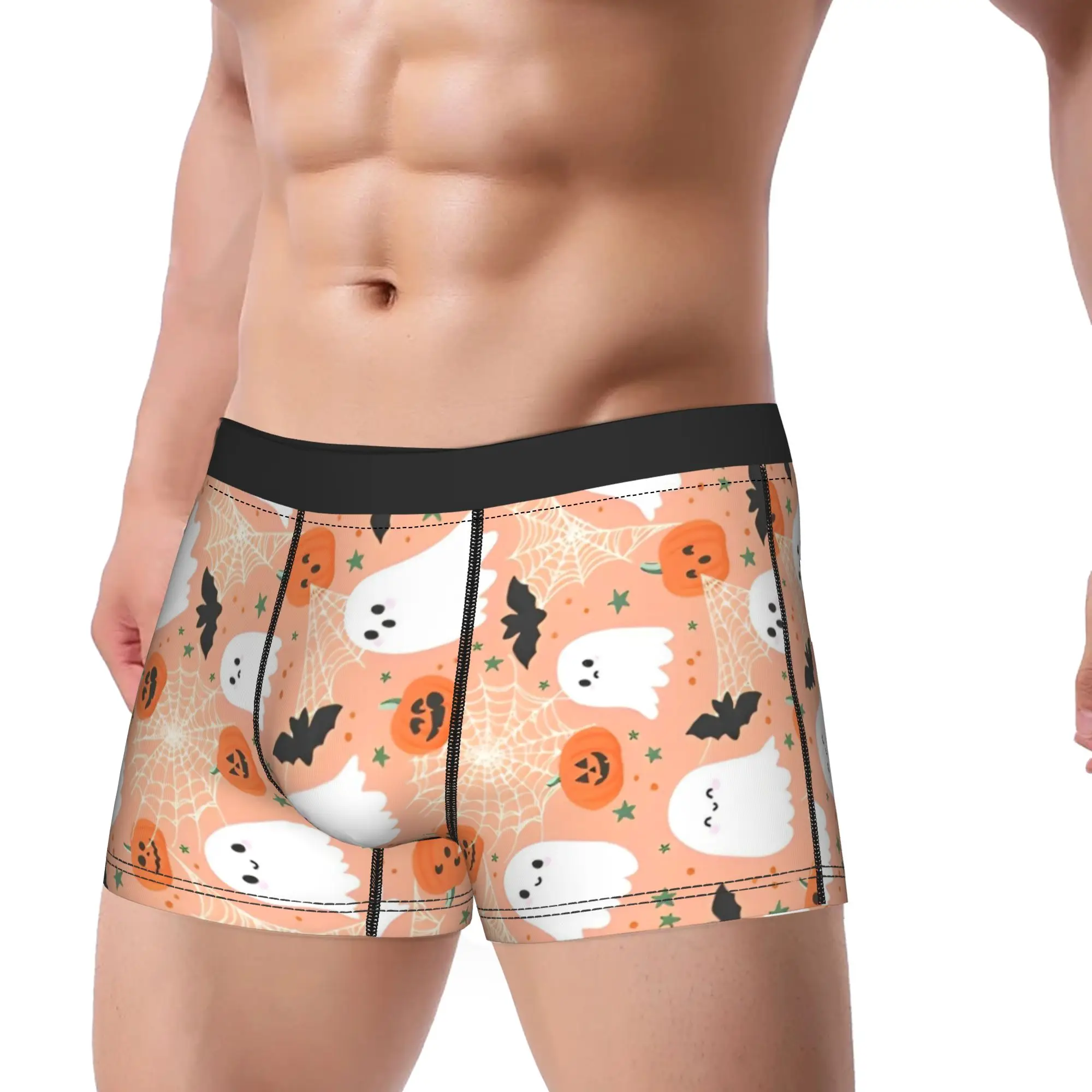 Halloween Pumpkins Ghosts Men's Underwear Trick or Treat Cute  Boxer Briefs Shorts Panties Humor Polyester Underpants for Male