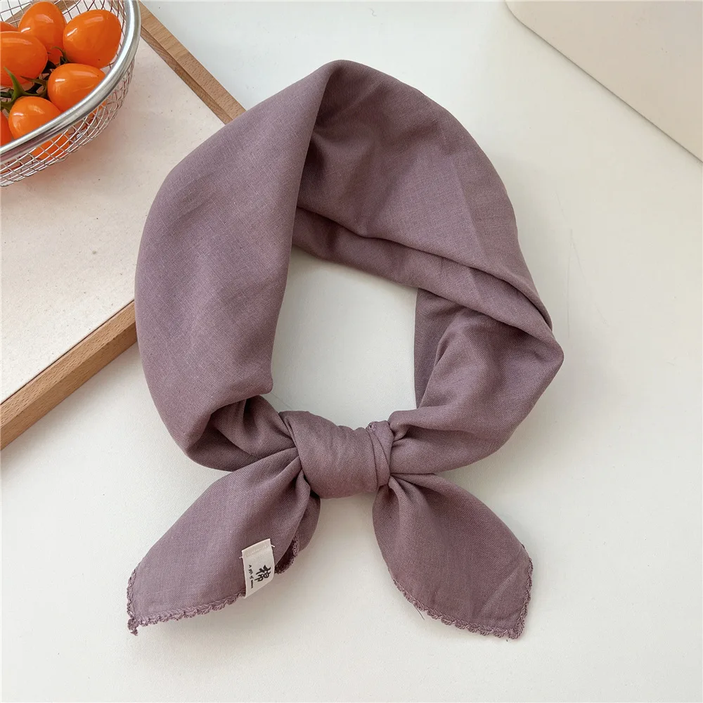 Square Scarf Linen Cotton Solid Color Stylish Women Career Neckwear Versatile Shawl for Blouse Office Use High Quality