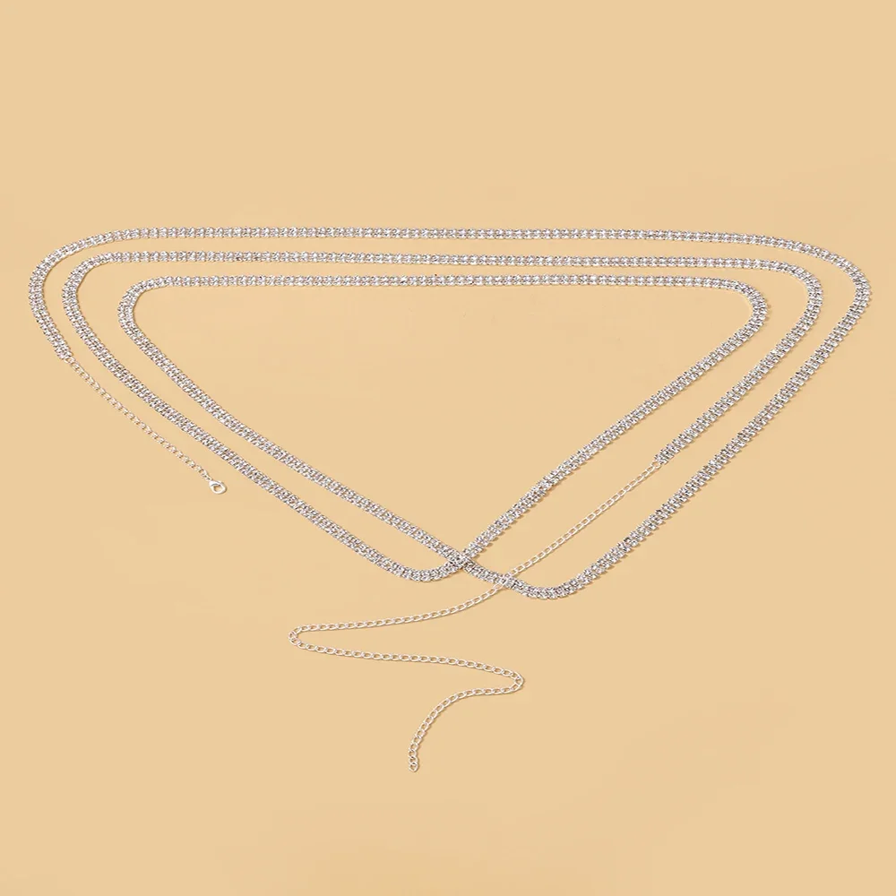 حجر المشجعين حجر الراين الصدر سلسلة العصرية متعدد الصف مثير الصدرية سلسلة النساء ملهى ليلي حفلة مجوهرات للجسم اكسسوارات #3