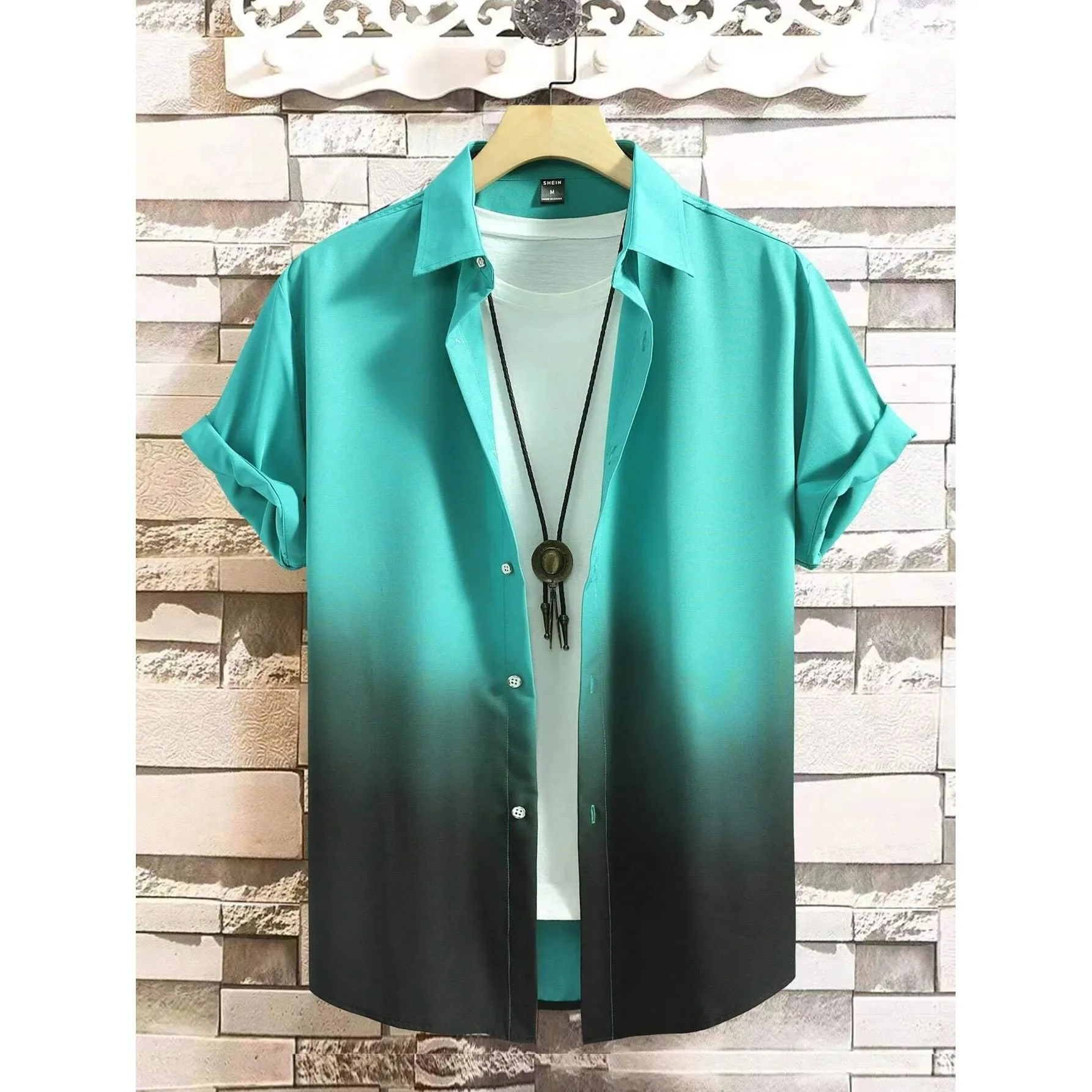 Men's Gradient Design Graphic 3D Print Shirt Summer Clothing Special Wide Fit Fleece Lined Thickened  Collar Nine Sleeve