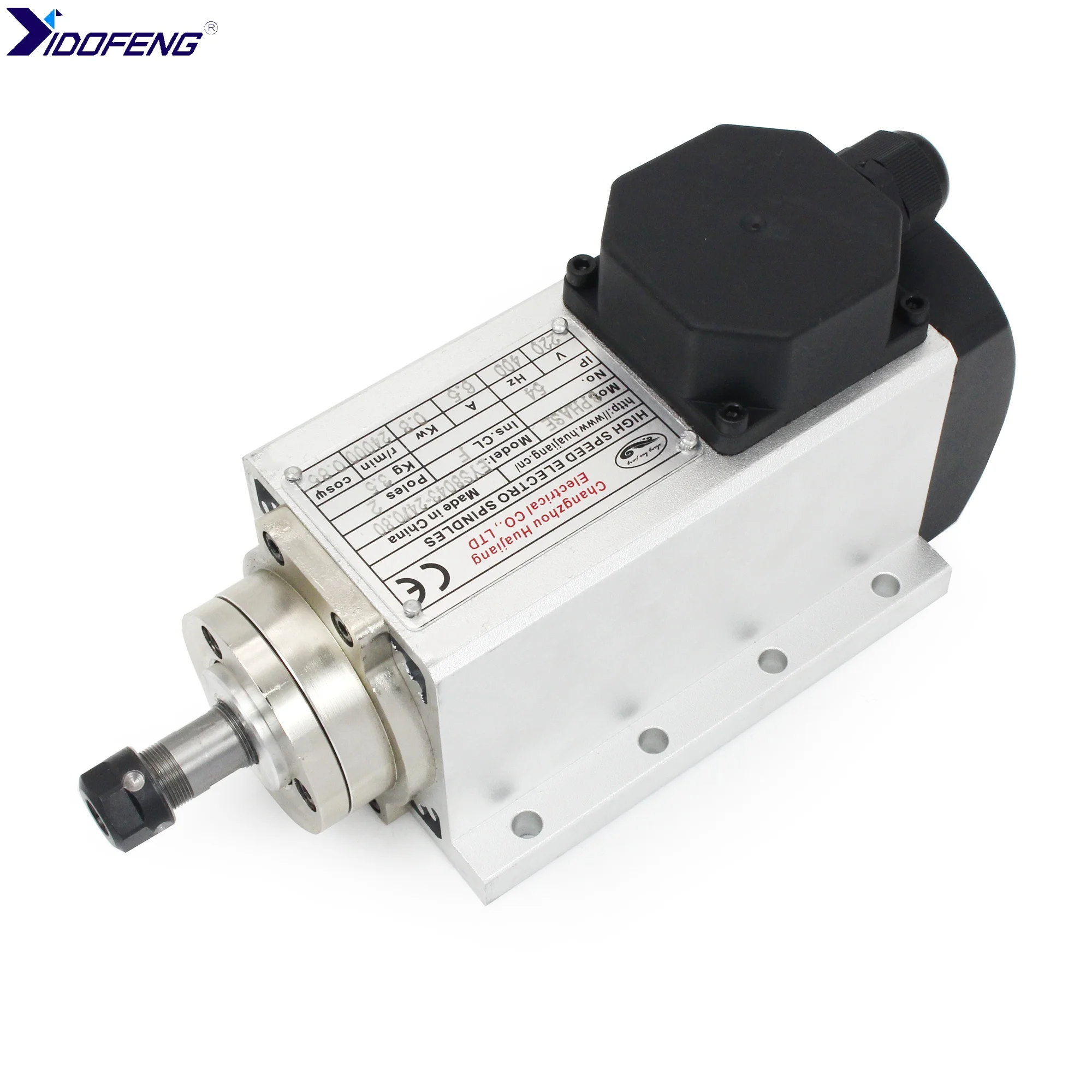 

0.8KW 220V Square Air-cooled Spindle Motor ER11 Collet 6.5A 24000RPM Runout Off Less Than 0.005mm For CNC Milling Machine