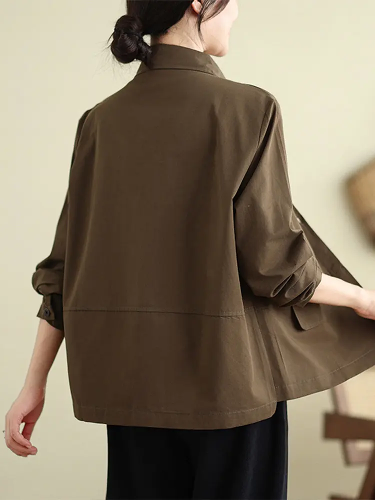 

Casual Faionable Workwear Jaet Women's Sli Anti-Aging Mommy Clothes Spring Autumn New Design Loose Fit Artistic Sle