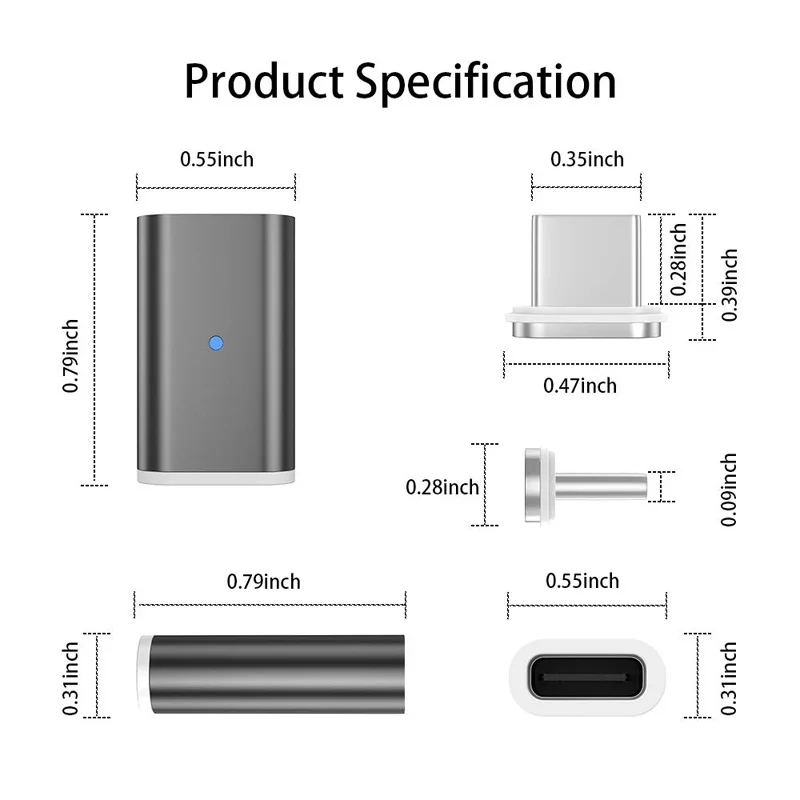 Adapter magnetyczny typu C do Samsung S24 Realme 13 Pro Xiaomi Redmi Pad SE OnePlus Pad 2 vivo T3 Lite Cubot X90 Micro Charger