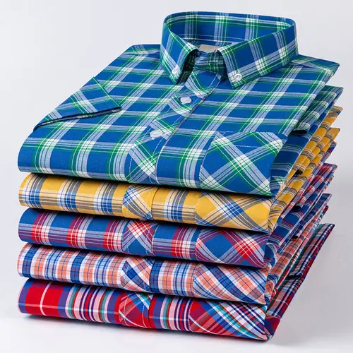 Plus Size 9XL 100% Cotton Thin Summer Short Sleeve Shirts for Men Slim Fit Formal Casual Plain Shirt Soft Plaid Hawaiian Clothes - Image 3