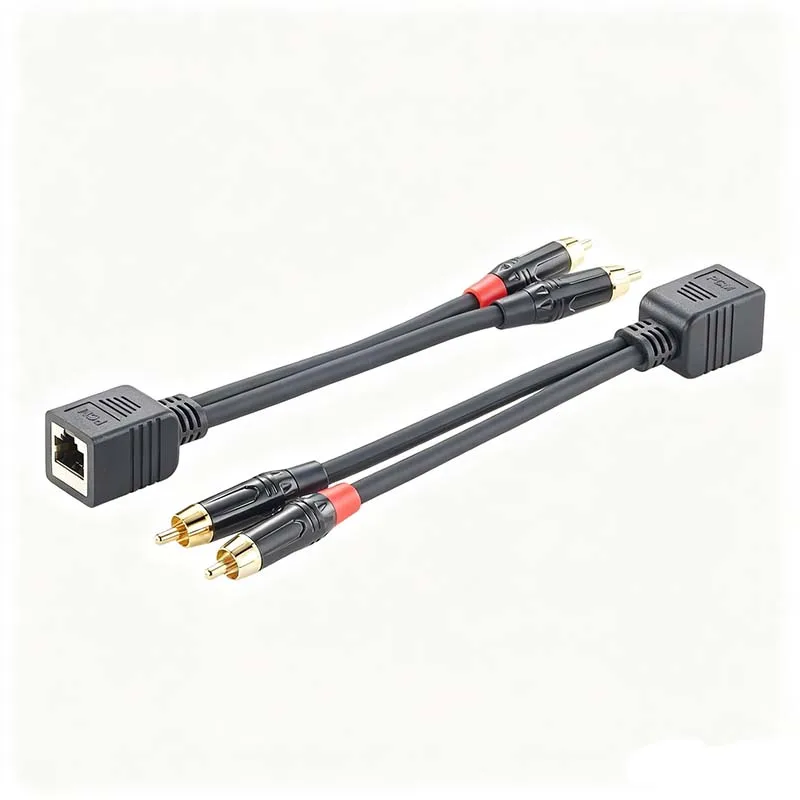 RJ45 8P8C Female to 2-Channel RCA Male Audio Splitter Cable—AXIA Broadcast-Grade Audio System Connection Cable