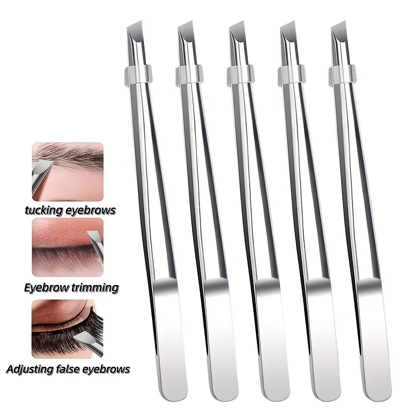 Professional Stainless Steel Tweezers for Eyebrows & Facial Hair Precision Tip Non-Slip Grip Eyebrow, Beard, Mustache Trimming