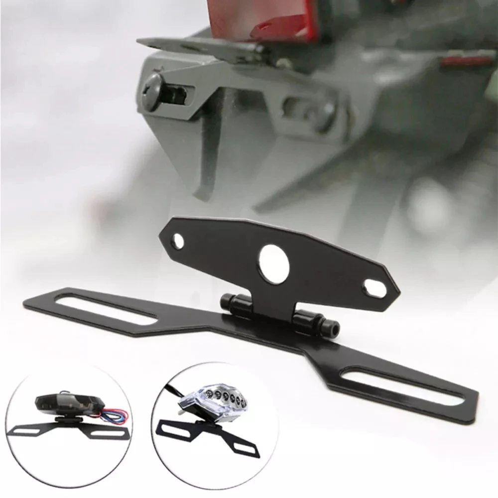 

Universal Motorcycle License Plate Tag Holder Tail Lamp Rear Bracket Mount Black