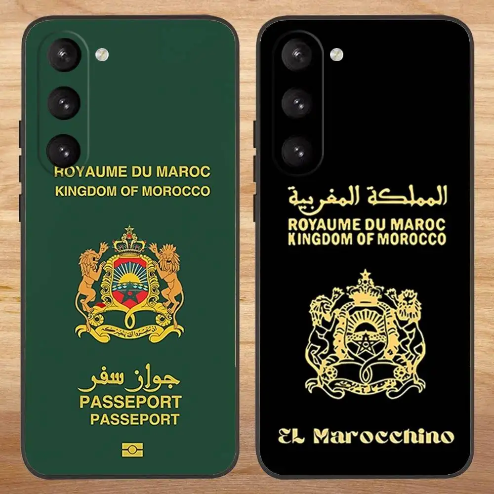 

Morocco Passport Phone Case For Samsung S 25,24,23,22,30,21,10,9,Ultra,Plus,Lite,FE,4G,5G Black Silicone Soft Case
