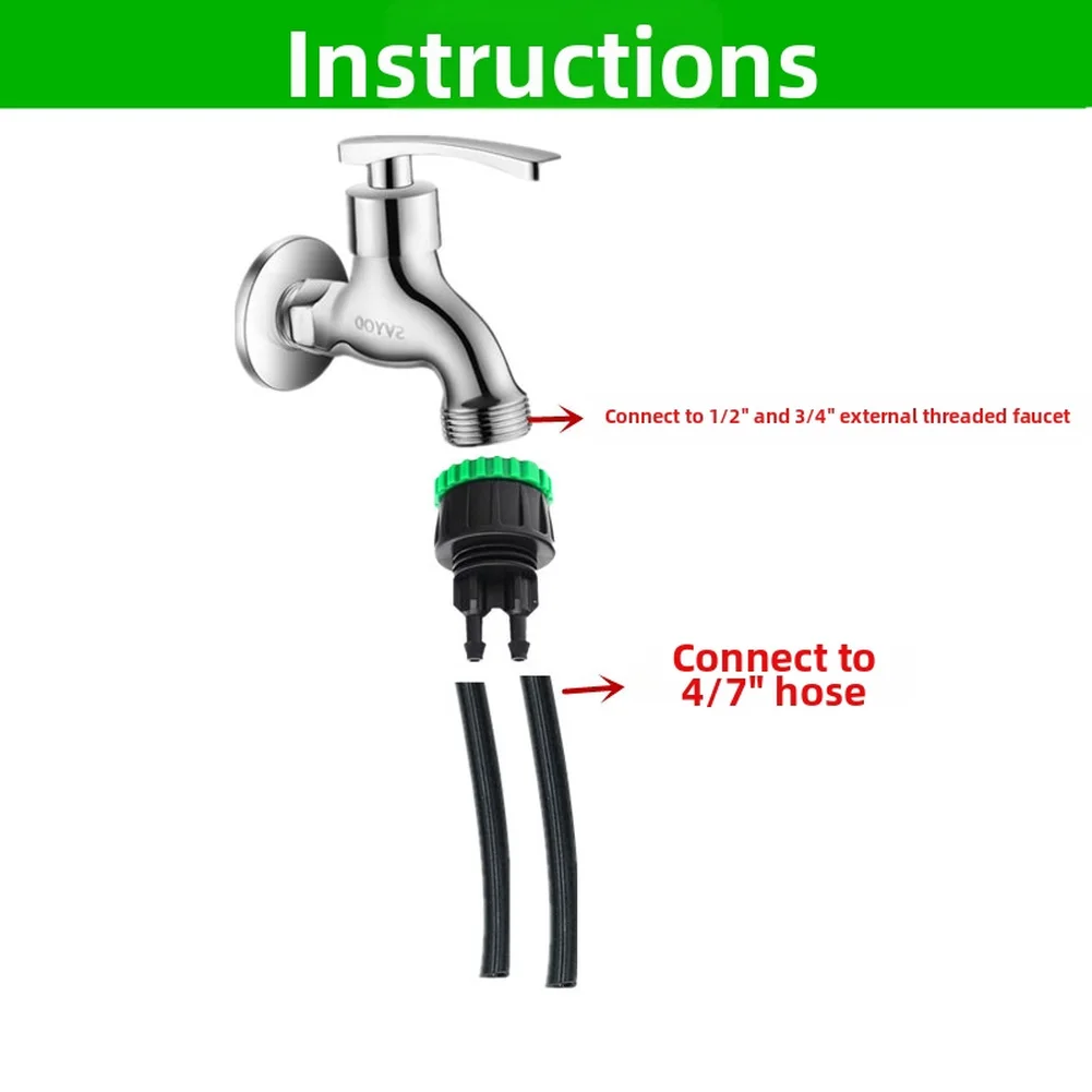 For Garden Faucet Diverter Kit 5PCS for Outdoor Irrigation Systems Compatible with Standard 4-Point and 6-Point External Threads