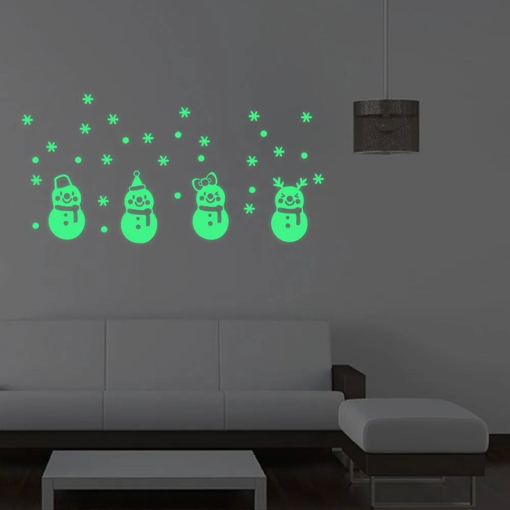 クリスマスグロー雪だるまウォールステッカー部屋発光ステッカー窓装飾フェスティバル雰囲気装飾用品