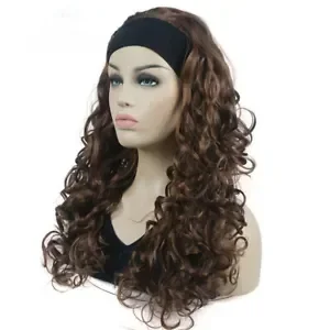 

Women's Wig 3/4 Half With Black Headband Long Curly Synthetic Daily Use Wig 22in