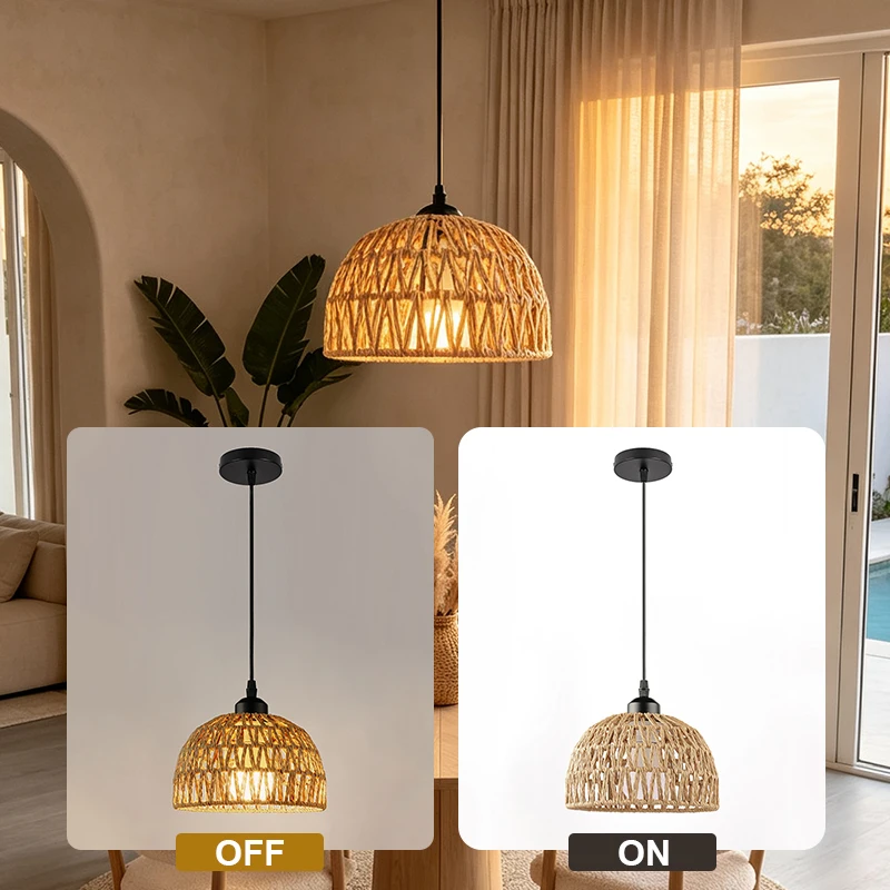 Hemp Rope Woven Pendant Lights E27 Pendant Light Restaurant Bar Counter Kitchen Shop Showcase Corridor Bedroom Chandelier