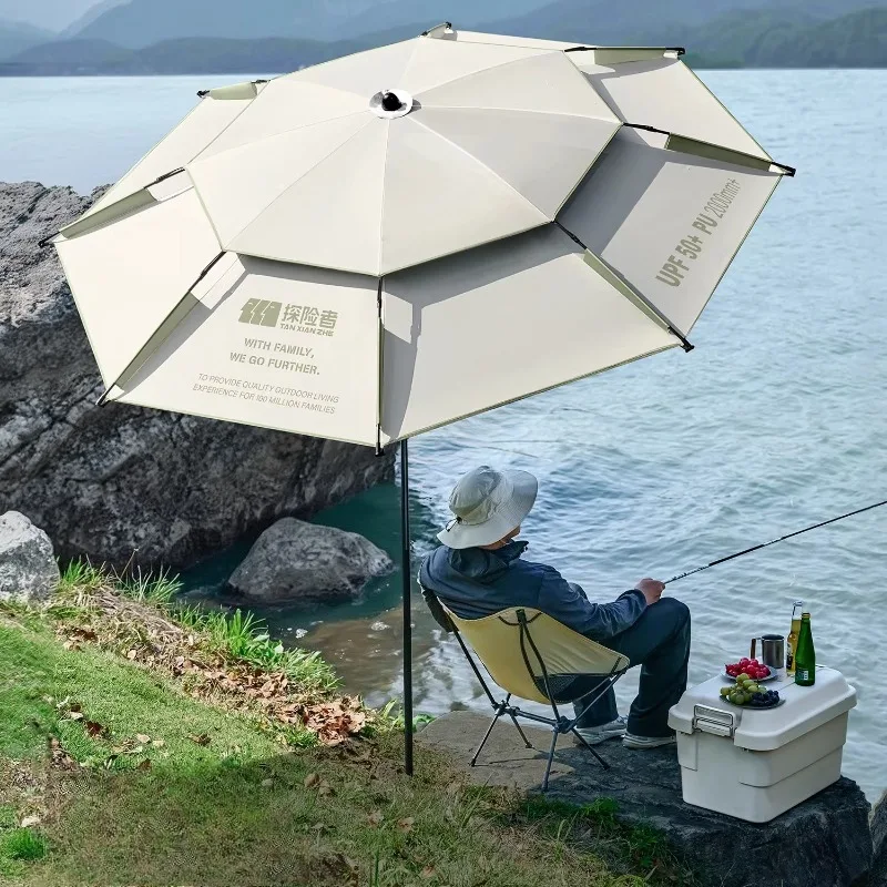 

Multi-Purpose Outdoor Umbrella - Foldable Camping & Fishing Sun Shade Rain Canopy with Walking Stick Handle