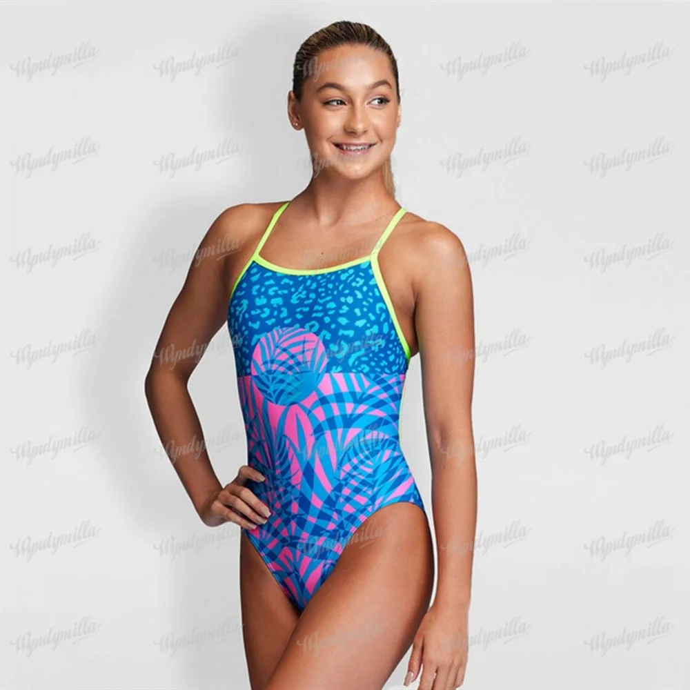 Girls Swimming Suit Sexy One-Piece Spaghetti Straps Swimsuit Swimming Pool Fitness Training Swimwear Comfortable Sports Swimwear