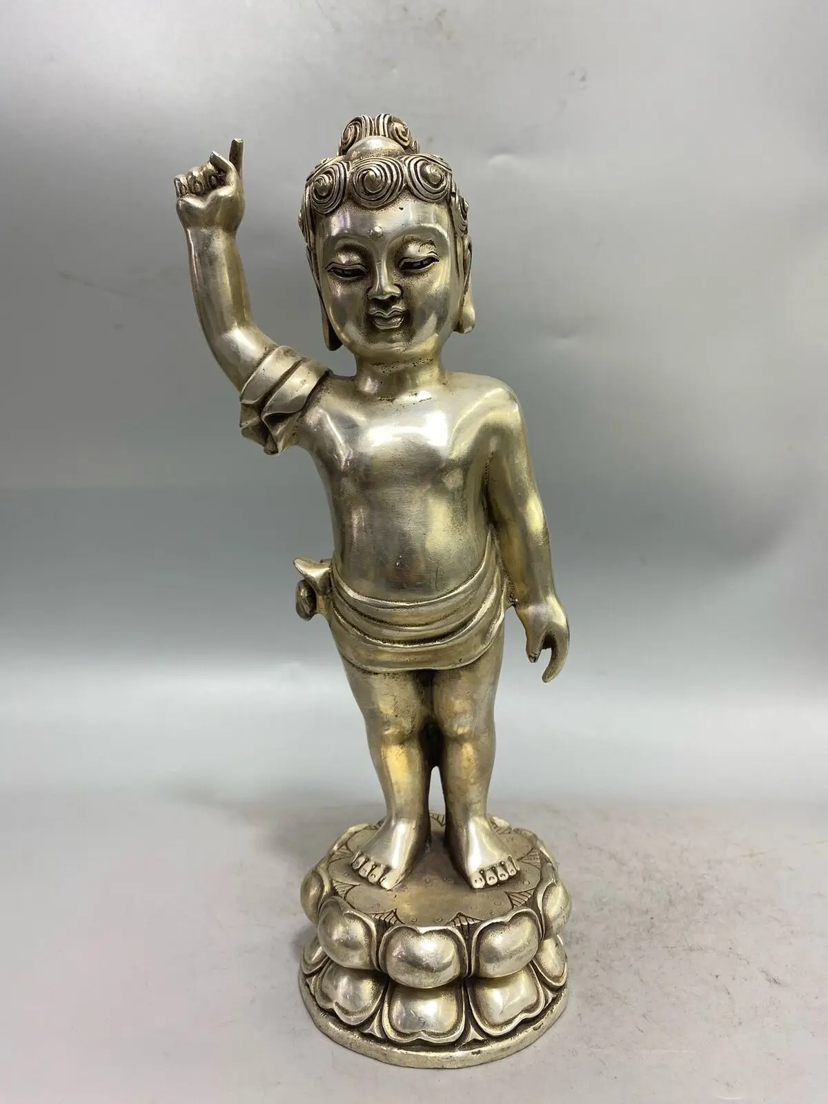 

Домашний декор, бронзовое посеребрение, буддийская культура tongzi boy Sakyamuni buddha