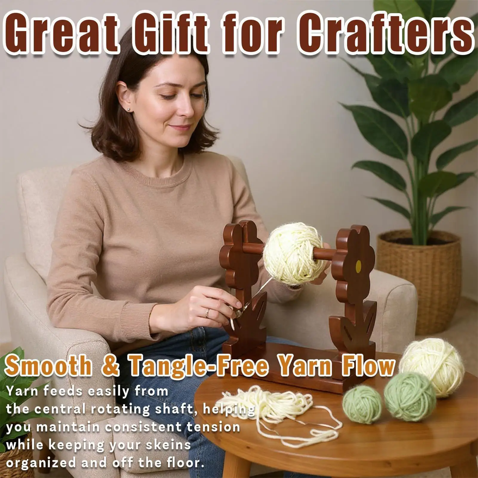 

Держатель пряжи для вязания крючком Деревянный держатель пряжи для вязания крючком Деревянный дозатор шпинделя Подставка для художественного ремесла Инструмент для женщин и мам