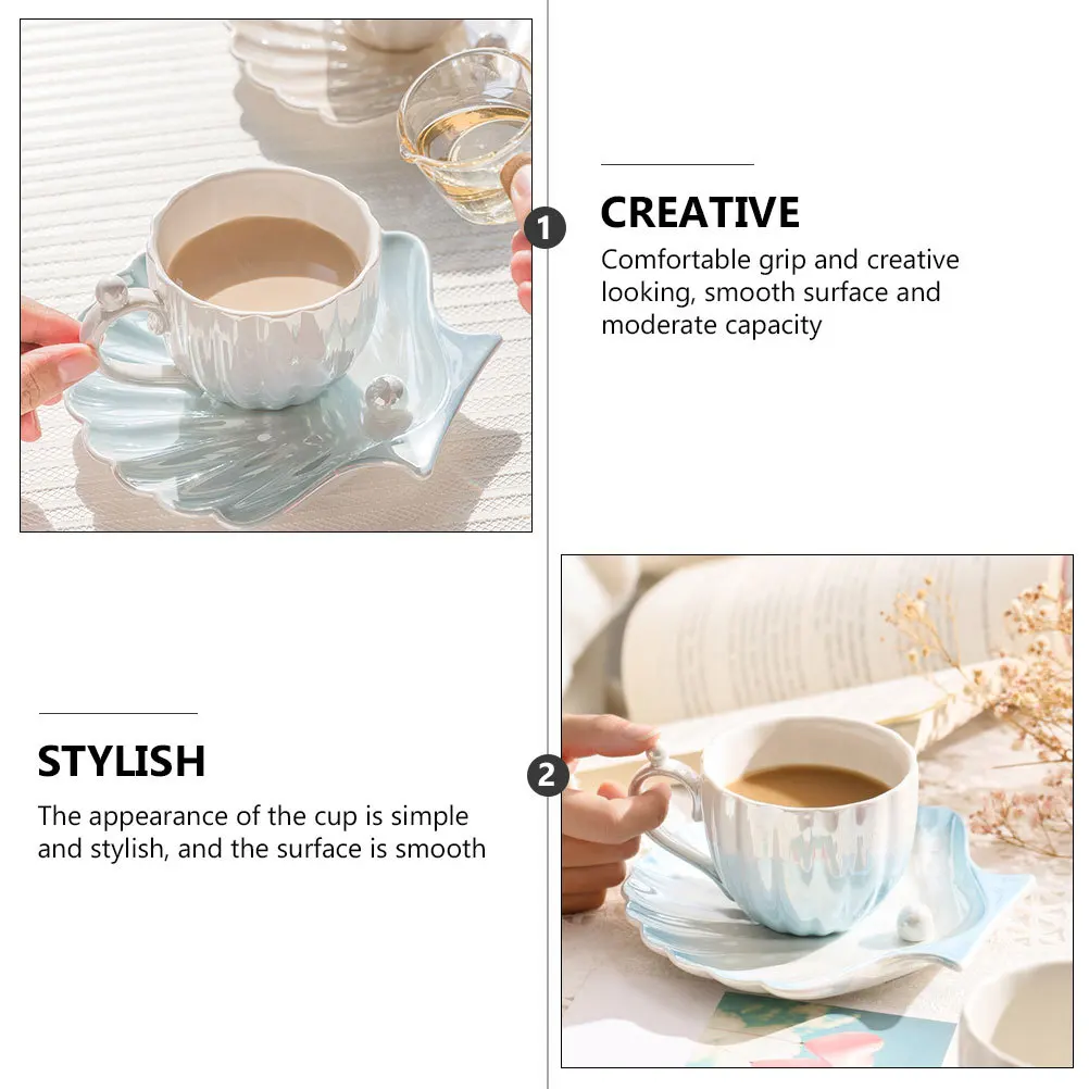 

1Set Nordic Style Ceramic Coffee Cup Saucer Practical Tea Milk Holder Smooth Stylish Breakfast Cup Coffee Holder