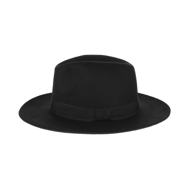 Classic Unisex Wide Brim Fedora Hat with Black Hatband Women Men Gentleman Felt Panama Hats