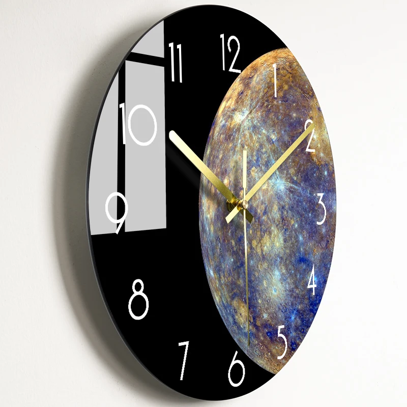 

Luxury Glass Wall Clock Silent Wall Watches Earth Planet Modern Large Clocks Wall Home Decor Living Room Decoration Gift Ideas