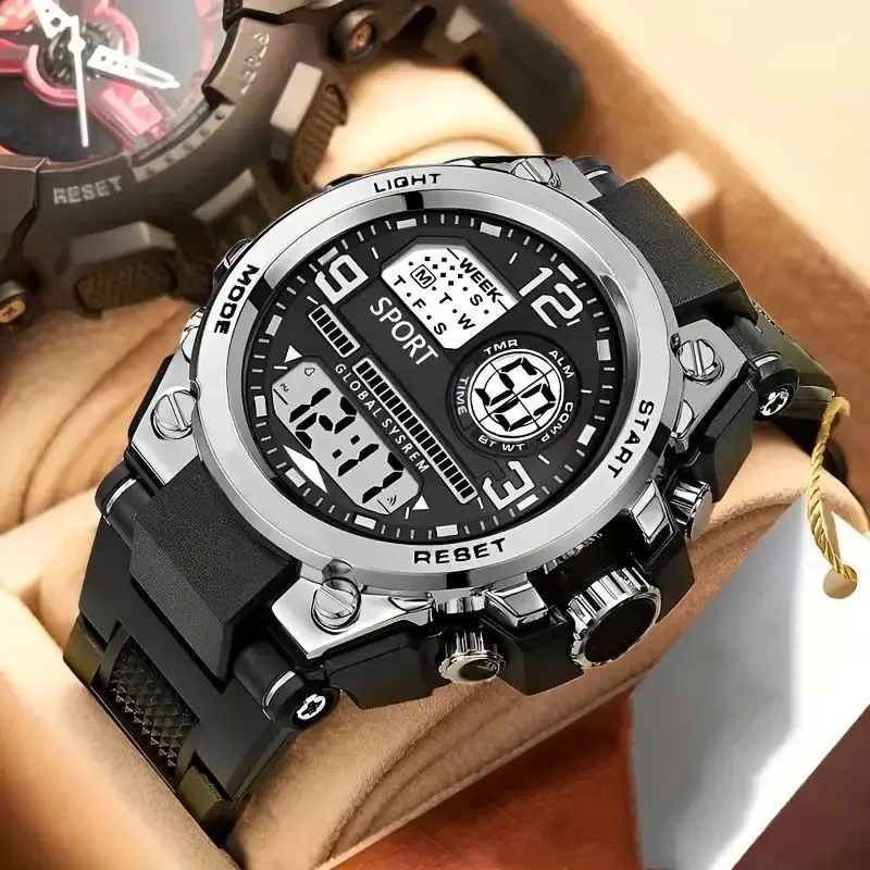 

Многофункциональные спортивные электронные часы для подростков, с будильником, функцией таймера, мужские часы с большим циферблатом.