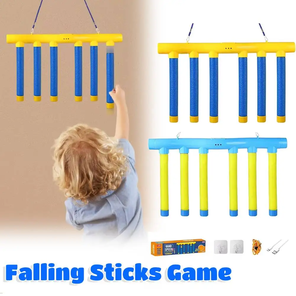 Kids Stick Catching Toy 3 Adjustable Speed Stick Reflex Challenge Game USB Charging Educational Parent-Child Interactive Toy