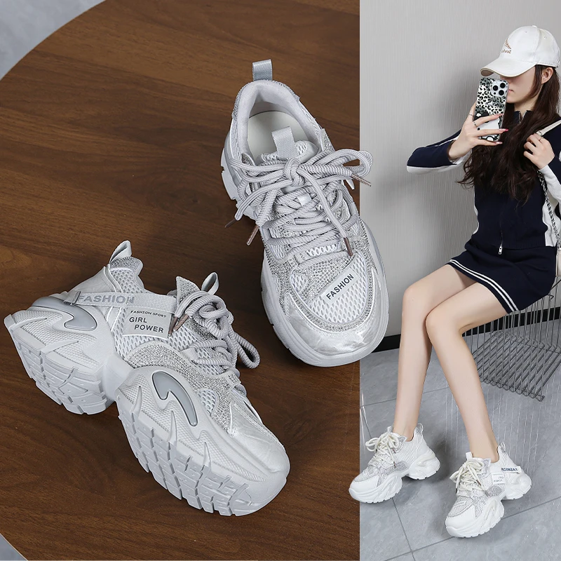 

Women's Chunky Sneakers Breathable Mesh Platform Shoes Casual Thick Sole Dad Shoes Fashion Comfort Walking Shoes for Ladies