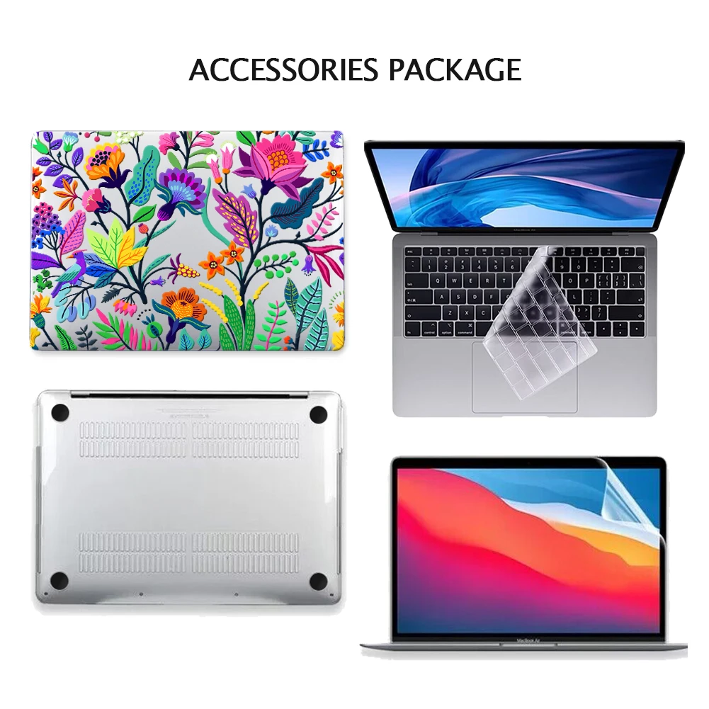 Imagem -03 - para Macbook Air 13 Polegada Case m1 A2337 A2179 A1932 Case Plástico Duro Shell para Macbook Air m2 13.6 A2681 A1466 A1369 Capa Flor