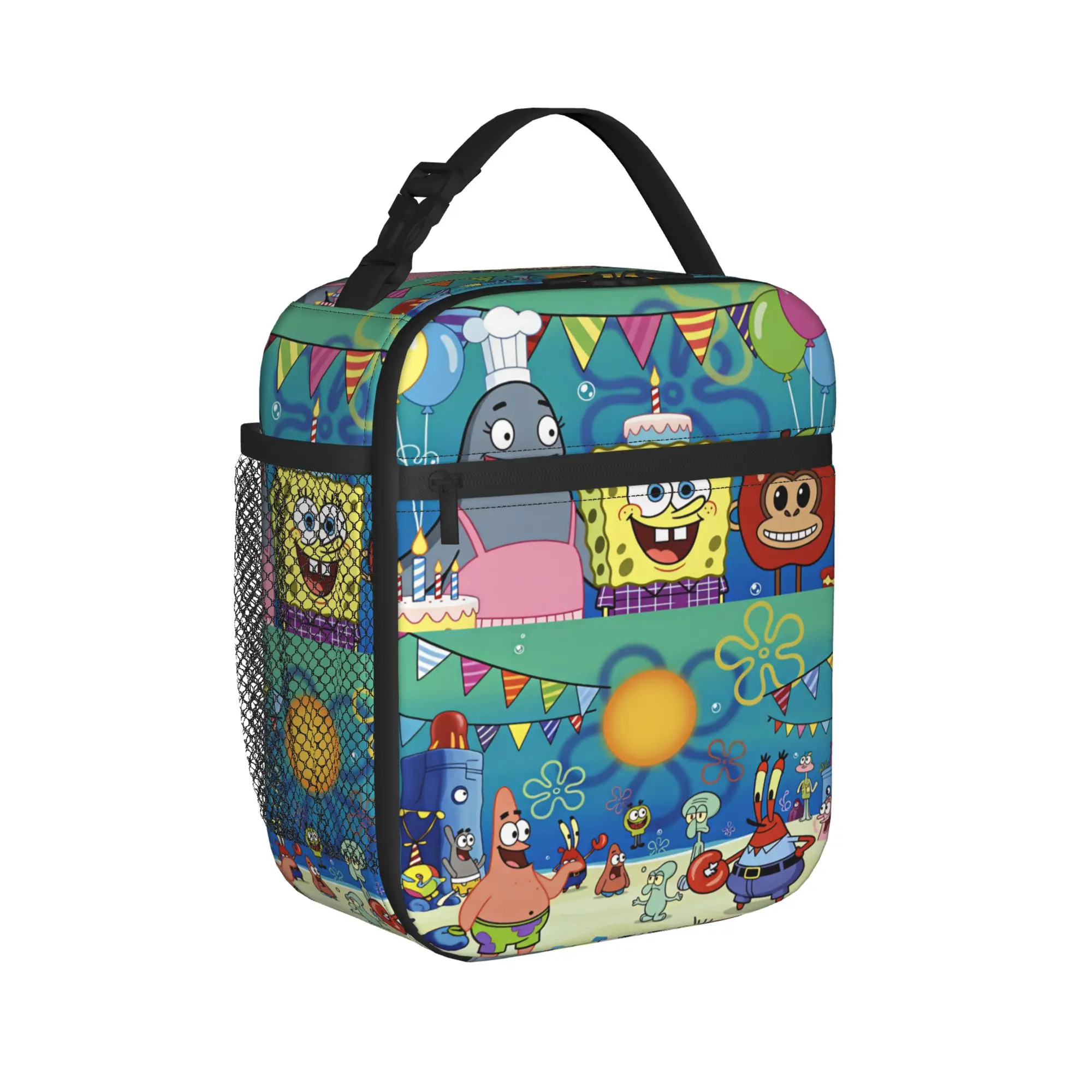 Anime  Spongebobs Lunch Bag  Vintage Lunch Box Outdoor Picnic Convenient Tote Food Bags For Women Waterproof Print Cooler Bag