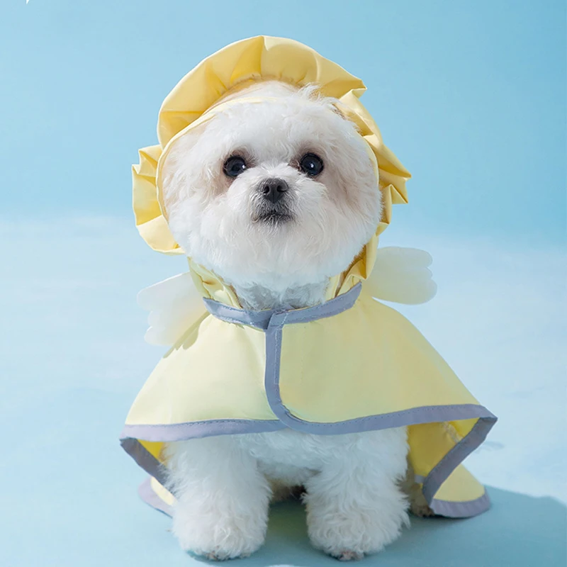

Teddy Angel Raincoat Puppy Rainy Day Out Waterproof Clothes Chenery Yorkshire All-inclusive Rain Poncho