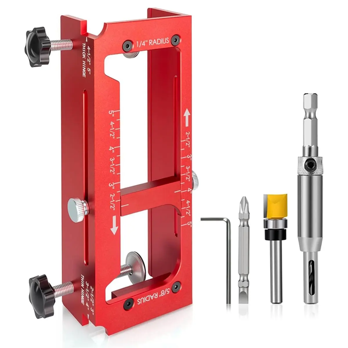 A20I Aluminum Alloy Door Hinge Jig, Door Hinge Router Jig with Scale,Fits for 2.5-5