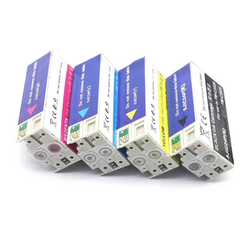 Cartucho de tinta do pigmento SJIC24P, compatível para Epson TM-C3520, C3520 cartuchos de tinta da impressora de etiquetas, SJIC24P(K) SJIC24P(C), conjunto 1-5