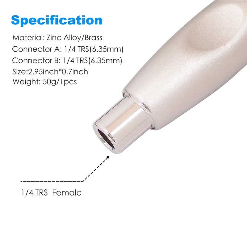 

ABFN-2Pcs 6.35Mm 1/4Inch Female To 6.35Mm 1/4Inch Female Socket Mono Audio Coupler Adapter Straight Through Converter