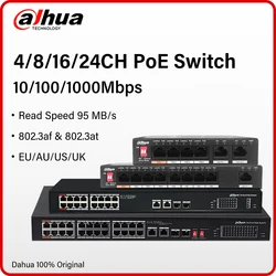 Dahua 4/8/16/24 Port PoE Switch 10/100/1000Mbps Gigabit Fast Ethernet Switch IEEE 802.3 For VTO VTH IP Camera S3000C-8GT2GT-DPWR